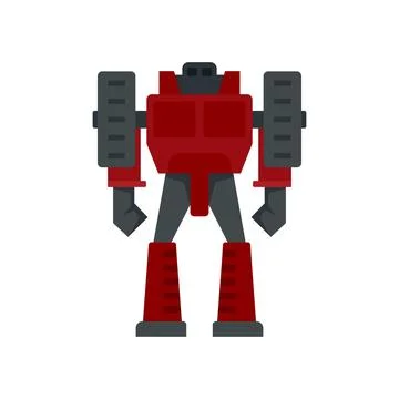 Computer robot transformer icon flat isolated Stock Illustration