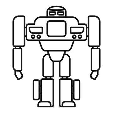 Computer robot transformer icon, outline style Stock Illustration