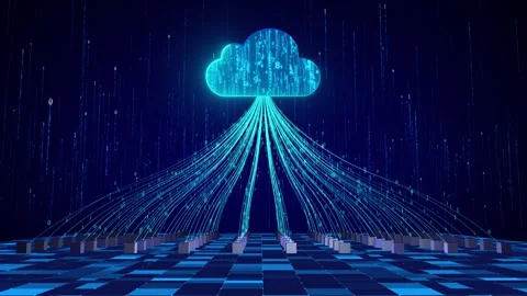 Computer room data upload to cloud server Stock Footage 242496797