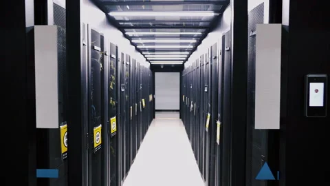 Computer room internet data server automatic door sensor light safety Vídeos de archivo 233575079