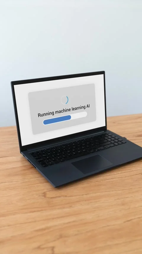 Computer running machine learning AI software. Concept of development of Stock Footage 310334519