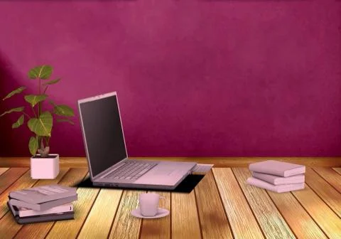 Computer in the rustic room Stock Illustration