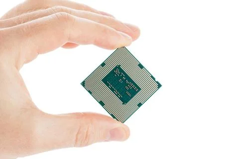  Computer s processor in hand isolated on a white background Computer s pr... 写真素材
