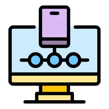 Computer safe authentication icon color outline vector Stock-Illustration