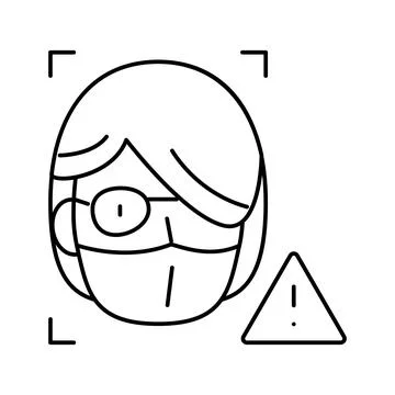 Computer safe person info for use face id line icon vector illustration Stock Illustration