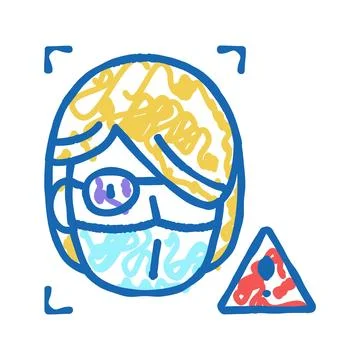 Computer safe person info for use face id icon doodle illustration Stock Illustration