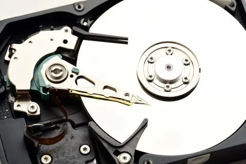 Computer sata hard disk drive disassembled closeup Stock Photos