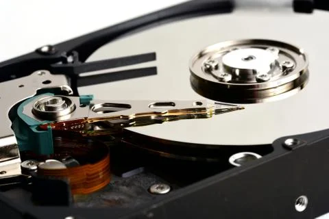 Computer sata hard disk drive internals close up Stock Photos