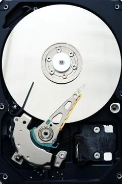 Computer sata hard disk drive internals close up Stock Photos
