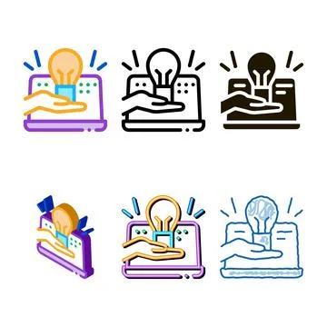 Computer savvy icon vector styles outline 스톡 일러스트