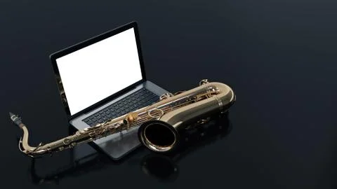 Computer with saxophone Stock Illustration