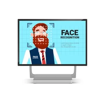 Computer Scanning User Man Face Identification Technology Access Control System Stock Illustration