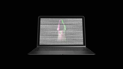 Computer with a scary ghost. Infected computer concept 77 Stock Footage 142124467