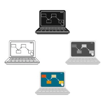 Computer with the scheme of moving the goods. Logistics and delivery single icon Stock Illustration