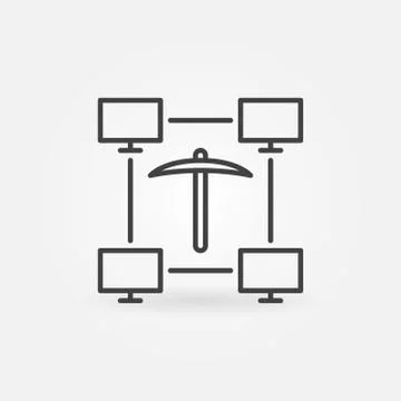 Computer Science and Data Mining vector line concept icon Stock Illustration