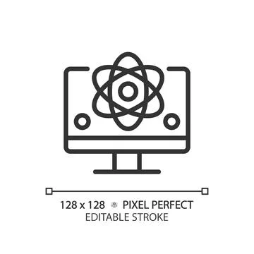 Computer science and STEM pixel perfect linear icon Stock Illustration