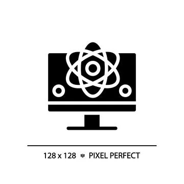 Computer science and STEM pixel perfect black glyph icon Illustrazione stock