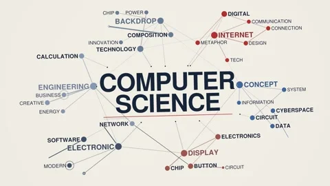 Computer science animated graph network word cloud, text design animation, Stock Footage 347578284