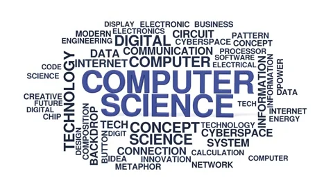 Computer science animated word cloud bounce, text design animation, seamless Stock Footage 347000362