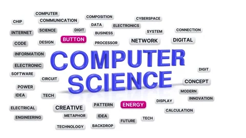 Computer science animated word cloud, 3d flip animation, seamless loop Stock Footage 347225460