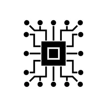 Computer science - circuit icon, vector illustration, black sign on isolated Stock Illustration