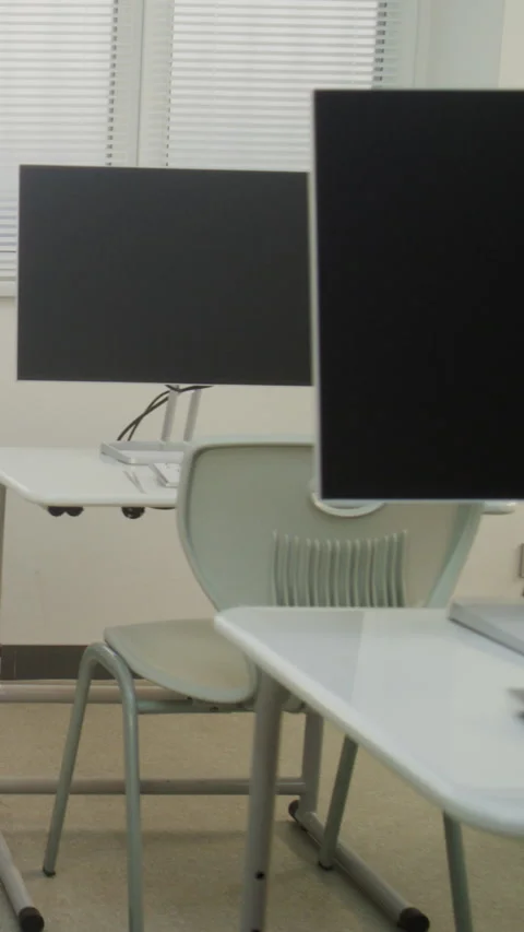 Computer Science Classroom with Monitors Prepared for Interactive Learning Stock Footage 317161012