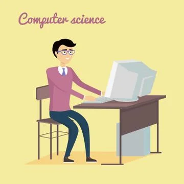 Computer Science Concept in Flat Style Design Stock Illustration