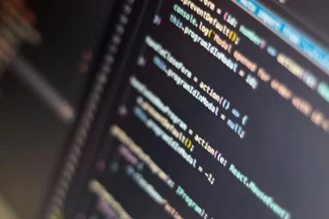 Computer science concept. Writing a code and software development. IT backgro 写真素材