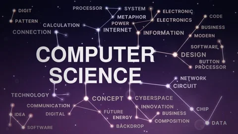 Computer science constellation animated word cloud, text design animation, Stock Footage 347507450