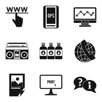 Computer science icons set, simple style Stock Illustration