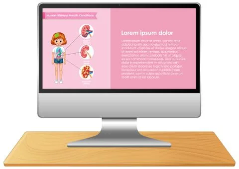 Computer with science infographic  on screen desktop イラスト素材