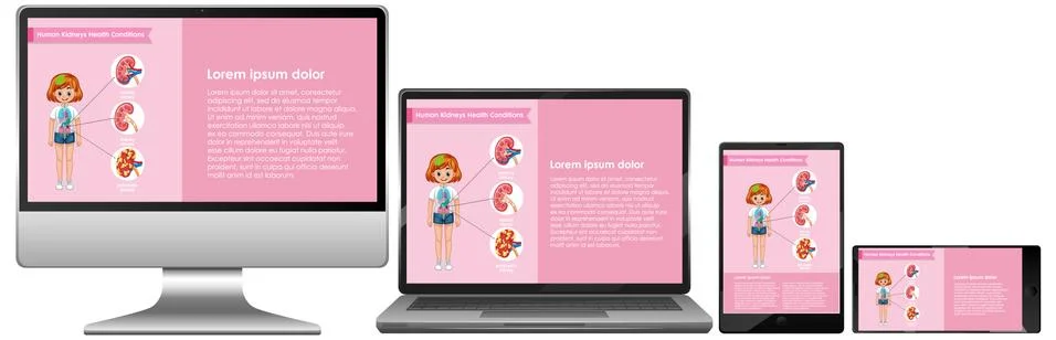 Computer with science infographic  on screen desktop 스톡 일러스트