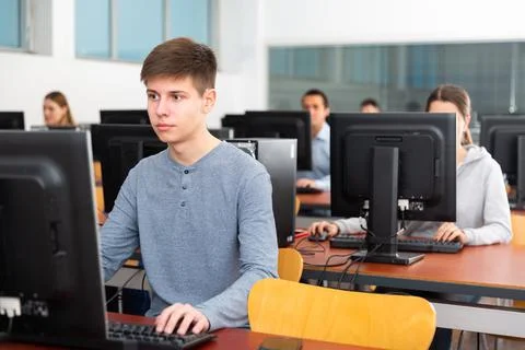 Computer science lesson in university class Stock Photos