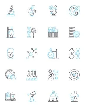 Computer science linear icons set. Algorithm, Binary, Compiler, Cybersecurity Stock Illustration