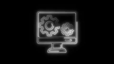 Computer Science Outline Icon in HD Video Neon Animation  Technology and Ed Video stock 304375049