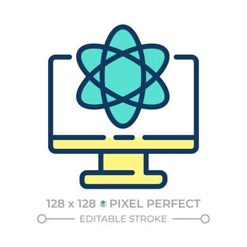 Computer science pixel perfect line color icon Illustrazione stock