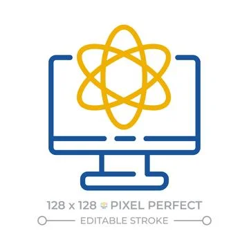 Computer science pixel perfect two color line icon Illustrazione stock