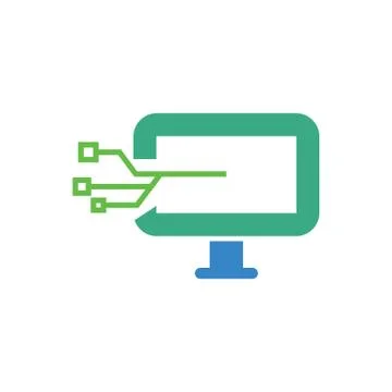 Computer science vector icon logo design Stock Illustration