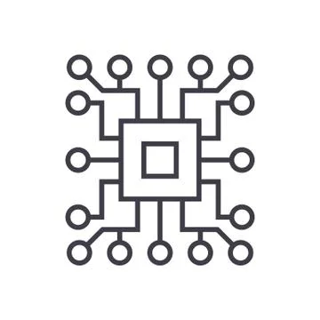 Computer science,circuit vector line icon, sign, illustration on white backgr Stock Illustration