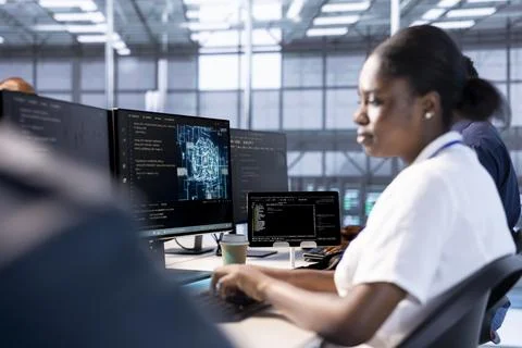Computer scientist in data center using artificial intelligence Stock Photos