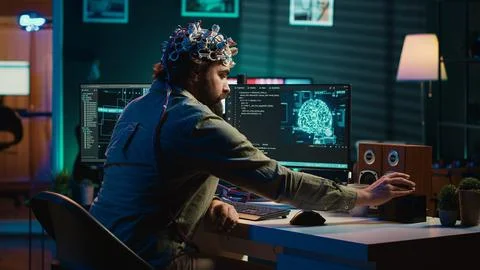 Computer scientist develops AI experiment, inserting his persona into cyberspace Foto stock