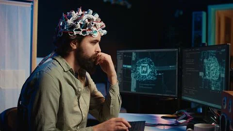 Computer scientist develops AI experiment, inserting his persona into cyberspace Foto stock