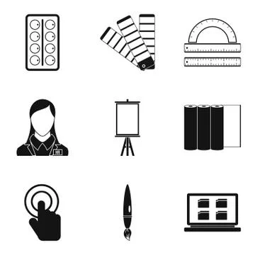Computer scientist icons set, simple style Illustrazione stock