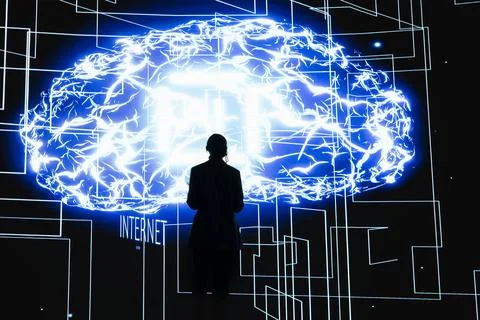 Computer scientist limiting AI autonomy, providing human oversight Foto stock