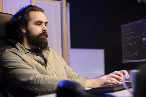 Computer scientist updating artificial intelligence machine learning algorithm Stock Photos