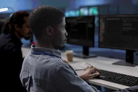 Computer scientists checking for signs of imminent failure in data center Stock Photos