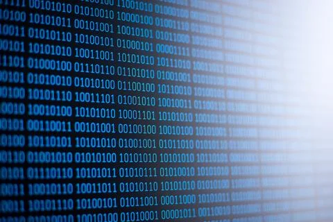 Computer screen with 0 and 1 digits in rows Stock-Fotos