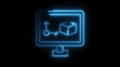 Computer screen with 3d design neon effe... | Stock Video | Pond5
