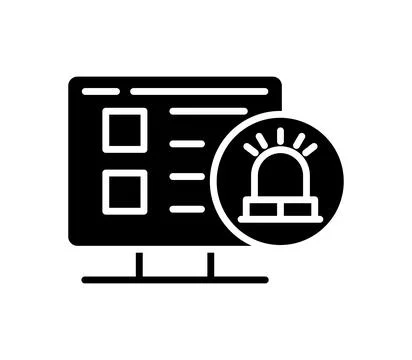 Computer Screen with Alert Icon for Emergency Notification System Illustrazione stock