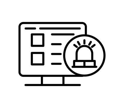 Computer Screen with Alert Icon for Emergency Notification System イラスト素材